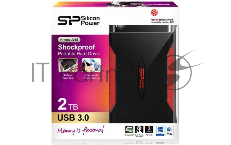 Жесткий диск Silicon Power USB 3.0 2Tb SP020TBPHDA15S3L A15 Armor 2.5 черный/красный