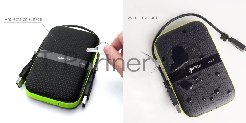 Жесткий диск Silicon Power USB 3.0 4Tb SP040TBPHDA60S3K A60 Armor 2.5 черный/зеленый