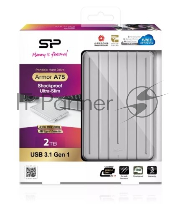 Внешний жесткий диск 2TB Silicon Power Armor A75, 2.5, USB 3.1, Алюминий