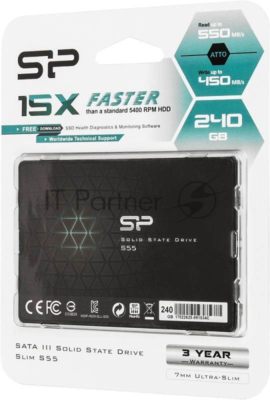 SSD накопитель Silicon Power SATA III 240Gb SP240GBSS3S55S25 Slim S55 2.5