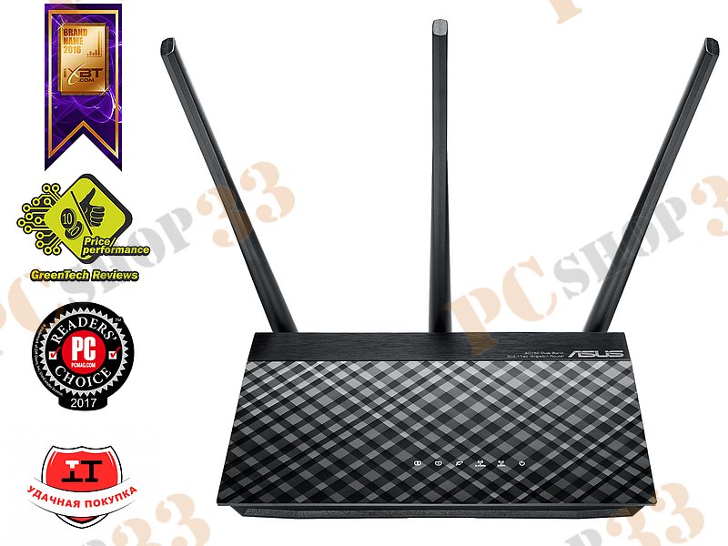 Беспроводной маршрутизатор ASUS RT-AC53 WiFi 433Мбит/сек. + 2 порта LAN 1Гбит/сек. + 1 порт WAN 1Гбит/сек.
