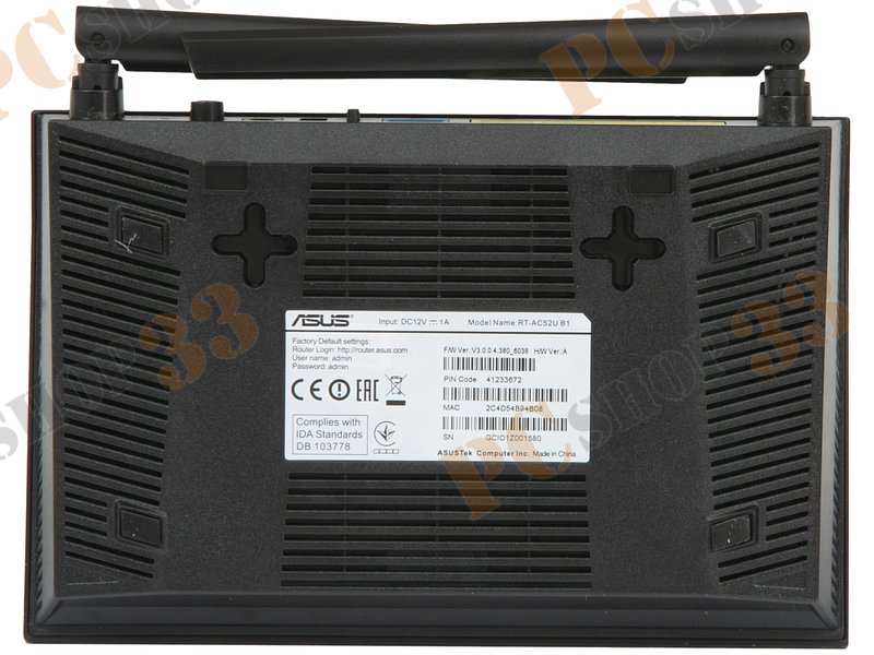 Беспроводной маршрутизатор ASUS RT-AC52U B1 WiFi 433Мбит/сек. + 4 порта LAN 1Гбит/сек. + 1 порт WAN 1Гбит/сек. + 1 порт USB2.0