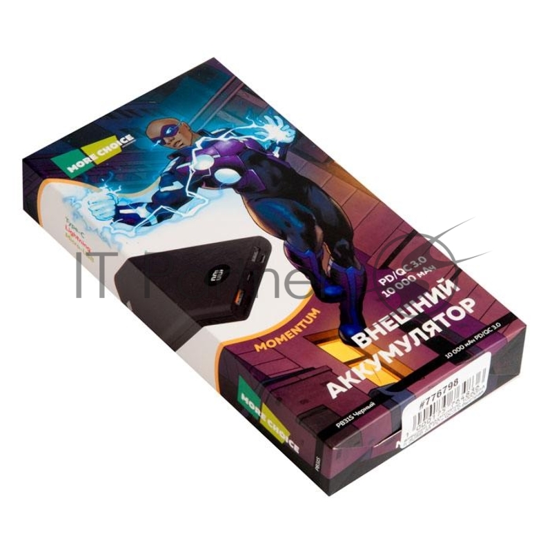 Внешний аккумулятор 10000mAh Smart 3USB 3A PD 18W+QC3.0 быстрая зарядка More choice PB31S (Black)