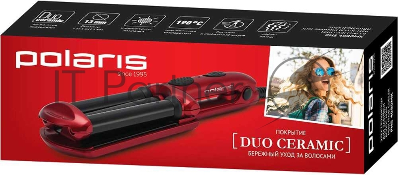 Щипцы для завивки POLARIS PHS4080MK красный/черный волна