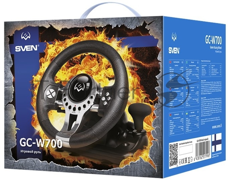 Руль SVEN GC-W700 (педали, вибро, скоба, лепестки, АКПП, D-pad, 12 кл, резин. вставки, PC/Xinput)