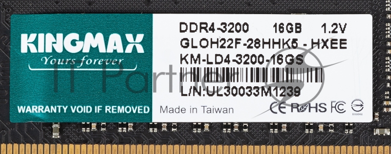 Память DDR4 16Gb 3200MHz Kingmax KM-LD4-3200-16GS RTL CL19 DIMM 288-pin 1.2В