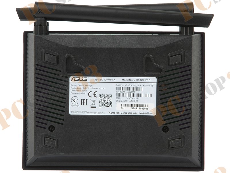 Беспроводной маршрутизатор ASUS RT-N12 VP B1 WiFi 300Мбит/сек. + 4 порта LAN 100Мбит/сек. + 1 порт WAN 100Мбит/сек.
