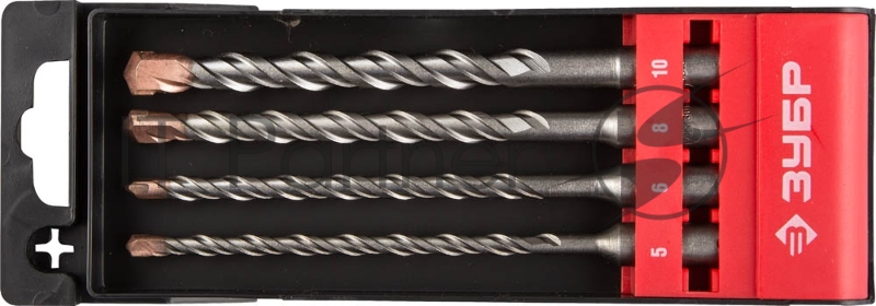 Набор буров Зубр по бетону, хвостовик SDS-plus, S4, в боксе, 5x160 6x160 8x160 10x160мм 4шт 29314-H4-2