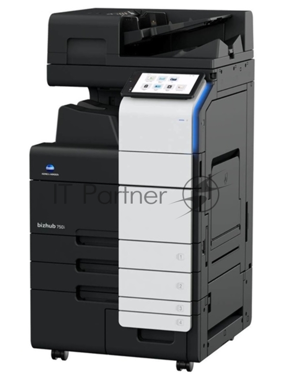 МФУ Konica Minolta bizhub 750i (А3, ч/б, 75 ppm, 8GB, SSD 256GB, Duplex, Gigabit Ethernet, лотки 2х500+1500+1000л, Dual Scan DF, без тонера)