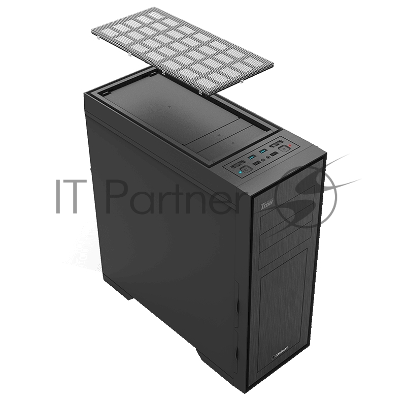 GameMax Корпус TiTan Silent без БП (Midi Tower, ATX, 2*USB2.02*USB3.0, вент 3*120мм, Fan cont.)