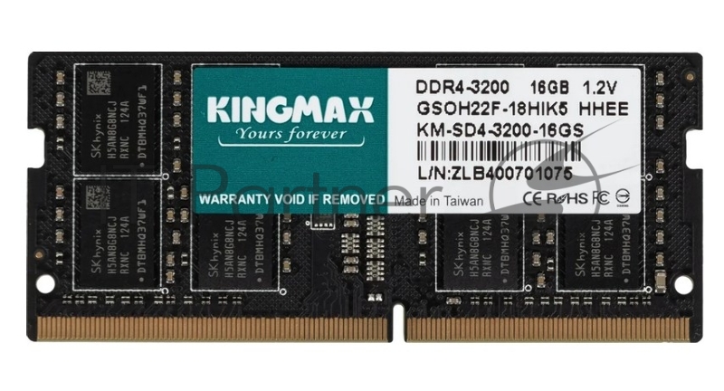 Память DDR4 8Gb 3200MHz Kingmax KM-SD4-3200-16GS RTL CL17 SO-DIMM 260-pin 1.2В dual rank