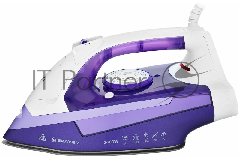 Паровой утюг BRAYER BR4004, 2400 Вт, 280 мл, 140 г/мин, керам.подошва, антикап, разбрызг, самоотчис