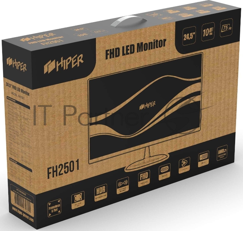 Монитор Hiper 24.5 EasyView FH2501 черный/красный TN LED 8ms 16:9 DVI HDMI M/M матовая HAS Pivot 250cd 170гр/170гр 1920x1080 D-Sub FHD 3.4кг