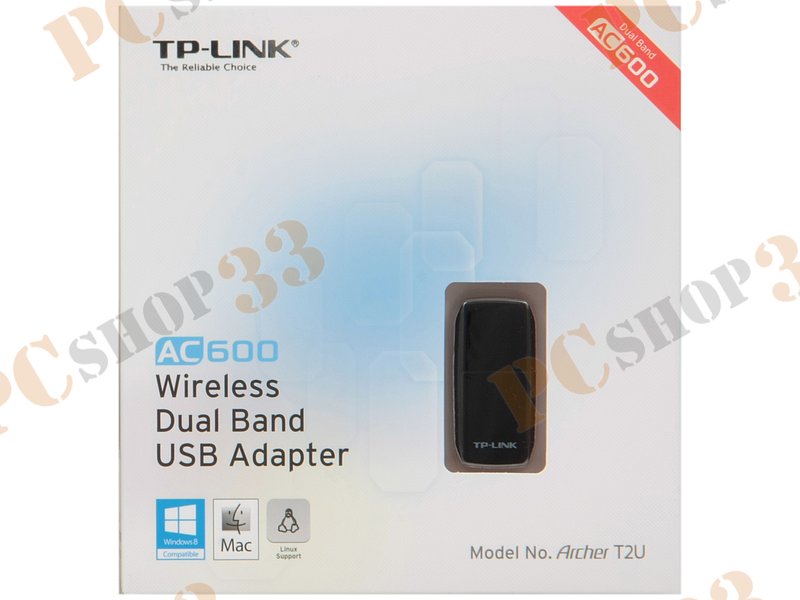 Сет.адаптер Wi-Fi 433Мбит/сек. TP-Link Archer T2U ver.1.0 802.11a/b/g/n/ac (USB2.0)