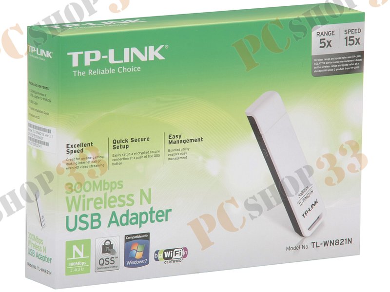 Сет.адаптер Wi-Fi 300Мбит/сек. TP-Link TL-WN821N 802.11b/g/n (USB2.0)