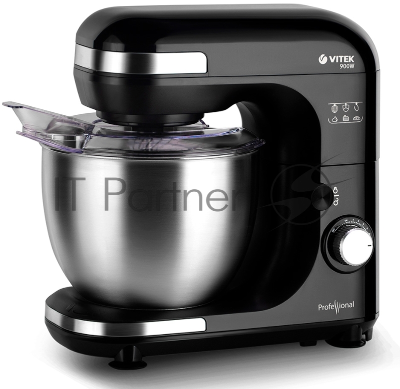 Кухонная машина Vitek VT-1431 (BK) черный 1. Мощность 900 Вт 2. Cтальная чаша вместимостью 5Л 3. Съемные насадки