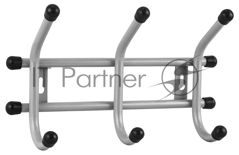 Вешалка настенная Исток Уют 3 ВНУ33 серый металлик наконечники черный сталь