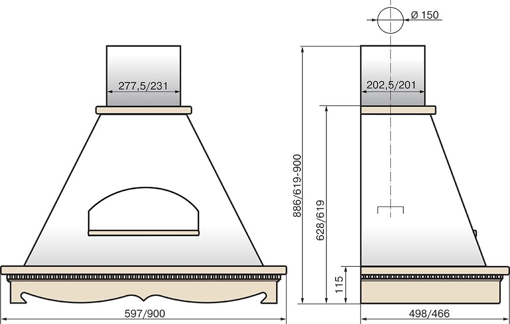 Вытяжка ELIKOR Бельведер 60П-650-П3Д бежевый/дуб неокрашенный
