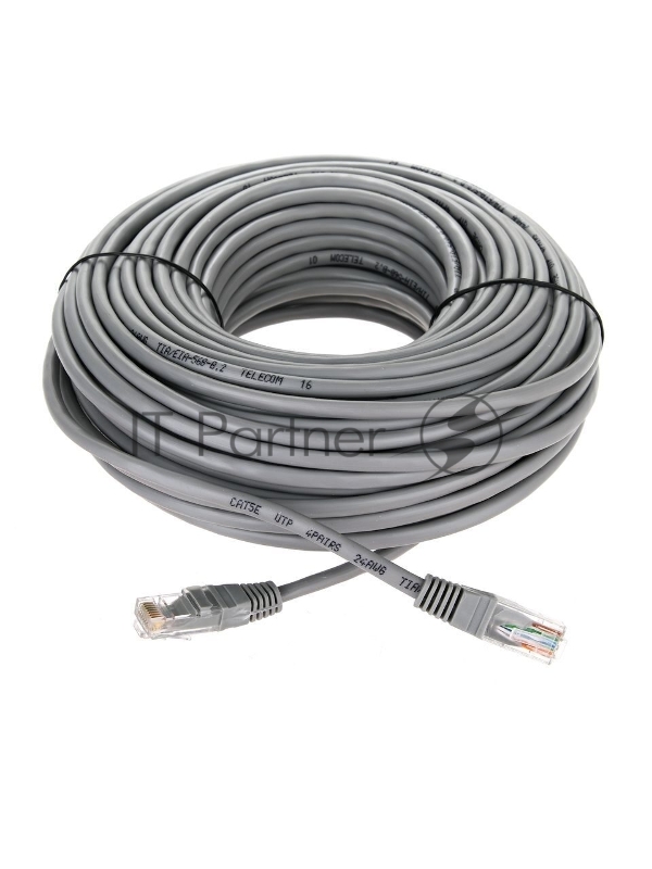 Патчкорд литой Telecom UTP кат.5е 30,0м серый