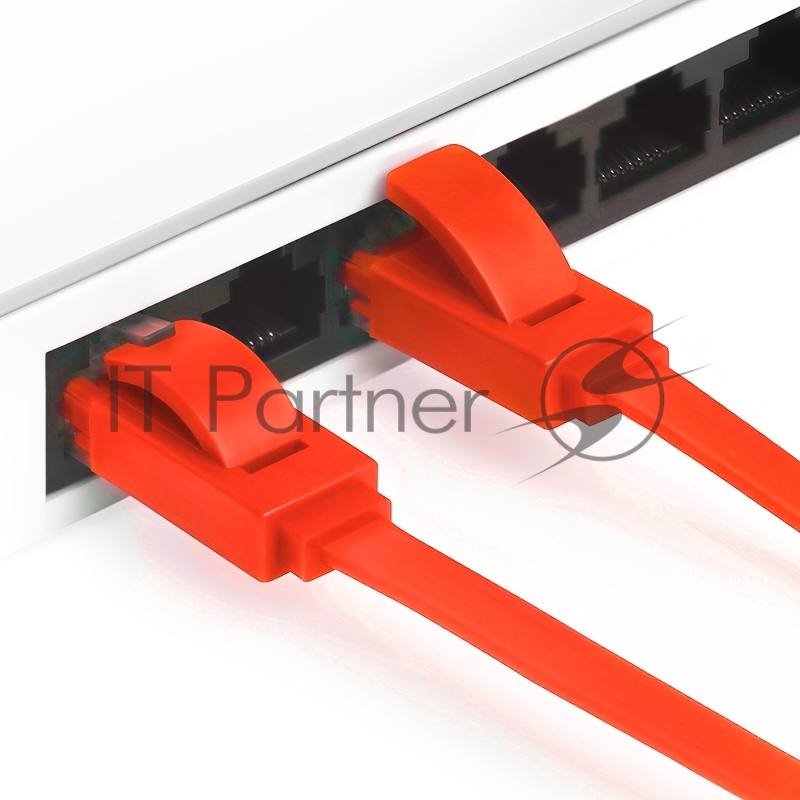 Патч-корд Greenconnect плоский прямой PROF 7.5m UTP медь, кат.6, красный, позолоченные контакты, 30 AWG, Premium ethernet high speed 10 Гбит/с, RJ45, T568B (GCR-LNC624-7.5m)