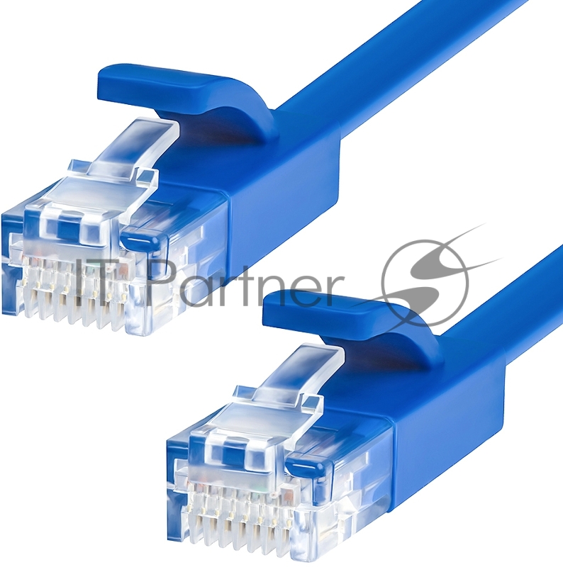 Патч-корд Greenconnect плоский прямой PROF 1.5m UTP медь, кат.6, синий, позолоченные контакты, 30 AWG, Premium ethernet high speed 10 Гбит/с, RJ45, T568B (GCR-LNC621-1.5m)