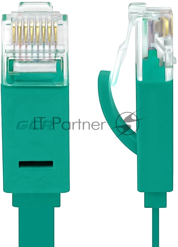 Патч-корд Greenconnect плоский прямой PROF 20.0m UTP медь, кат.6, зеленый, позолоченные контакты, 30 AWG, Premium ethernet high speed 10 Гбит/с, RJ45, T568B (GCR-LNC625-20.0m)