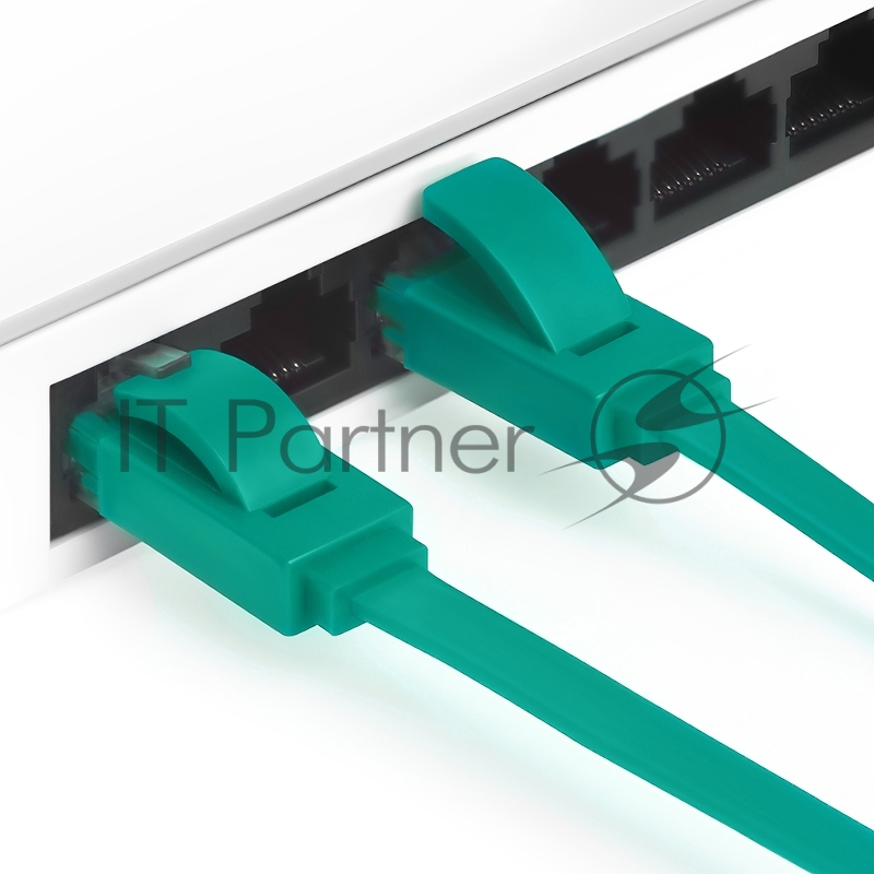 Патч-корд Greenconnect плоский прямой PROF 0.5m UTP медь, кат.6, зеленый, позолоченные контакты, 30 AWG, Premium ethernet high speed 10 Гбит/с, RJ45, T568B (GCR-LNC625-0.5m)