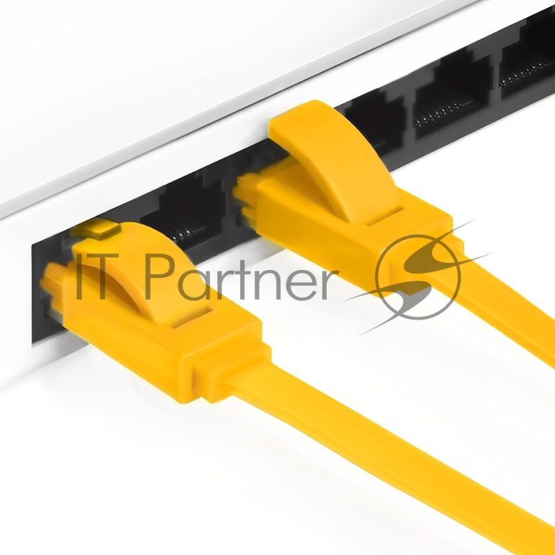 Патч-корд Greenconnect плоский прямой PROF 0.5m UTP медь, кат.6, желтый, позолоченные контакты, 30 AWG, Premium ethernet high speed 10 Гбит/с, RJ45, T568B (GCR-LNC622-0.5m)