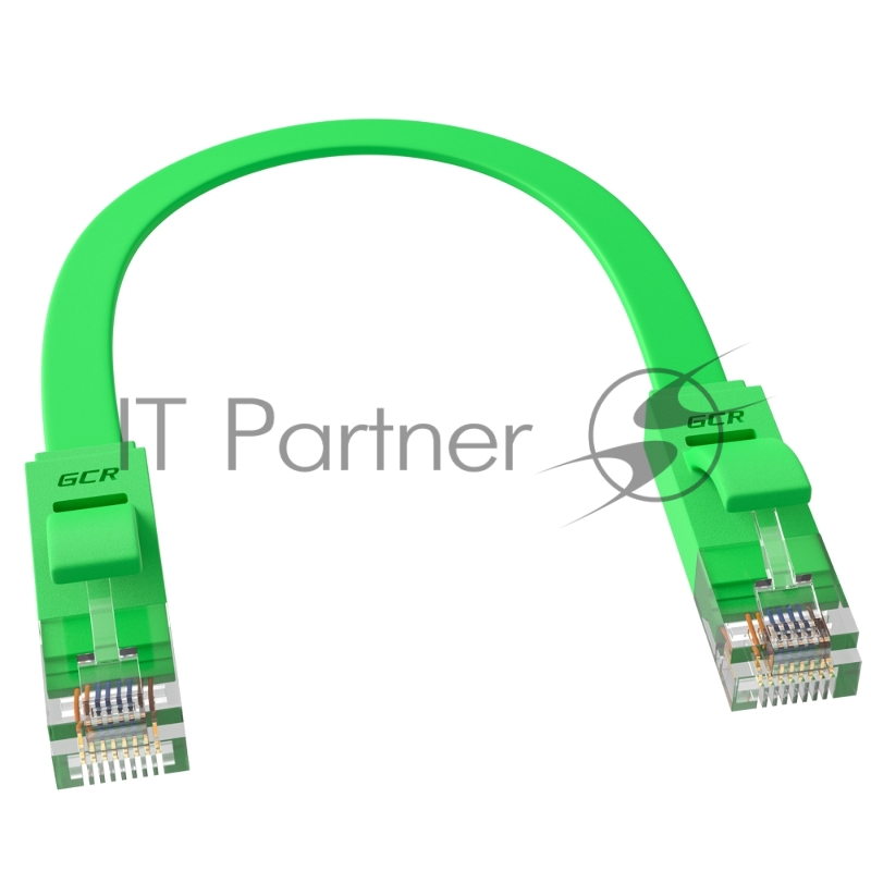 Патч-корд Greenconnect Патч-корд плоский прямой PROF 0.15m UTP медь, кат.6, зеленый, позолоченные контакты, 30 AWG, Premium ethernet high speed 10 Гбит/с, RJ45, T568B (GCR-LNC625-0.15m)