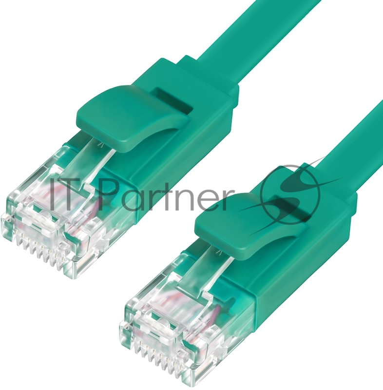 Патч-корд Greenconnect PROF плоский прямой 5.0m, UTP медь кат.6, зеленый, позолоченные контакты, 30 AWG, GCR-LNC625-5.0m, ethernet high speed 10 Гбит/с, RJ45, T568B Greenconnect Патч-корд PROF плоский прямой 5.0m, UTP медь кат.6, зеленый, позолоченны