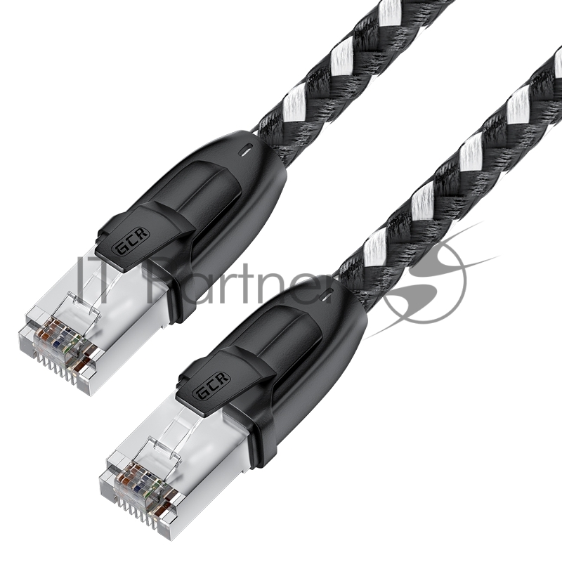 Патч-корд GCR PROF прямой 1.0m, UTP медь кат.6, STRONG черно-белый нейлон, ethernet high speed 10 Гбит/с, T568B, GCR-52776