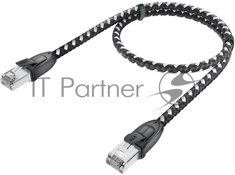 Патч-корд GCR PROF прямой 1.0m, UTP медь кат.6, STRONG черно-белый нейлон, ethernet high speed 10 Гбит/с, T568B, GCR-52776