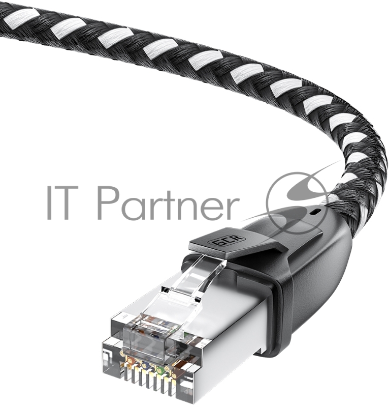Патч-корд GCR PROF прямой 3.0m, UTP медь кат.6, STRONG черно-белый нейлон, ethernet high speed 10 Гбит/с, T568B, GCR-52778