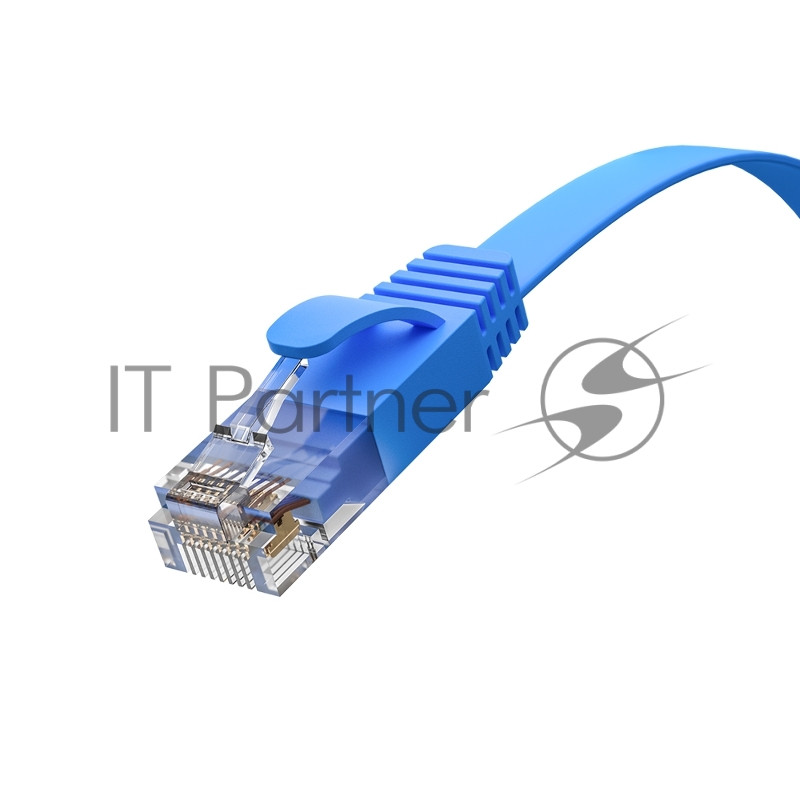 Патч-корд GCR PROF плоский прямой 2.0m, UTP медь кат.6, синий, 30 AWG, ethernet high speed 10 Гбит/с, RJ45, T568B