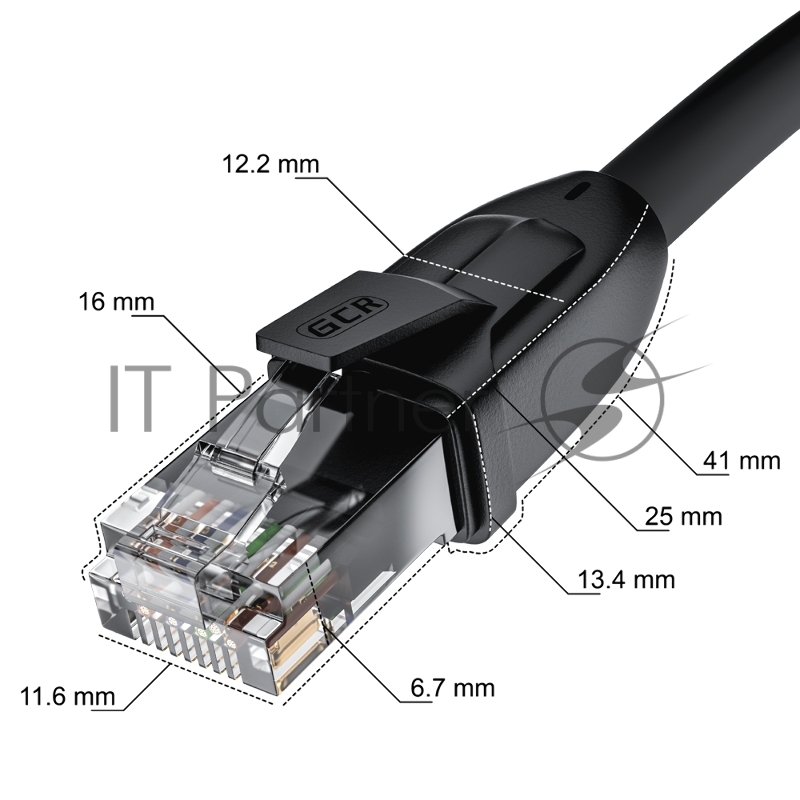 Удлинитель патч-корда GCR прямой 1.5m, UTP медь, кат.6, 24 AWG, ethernet high speed 10 Гбит/с, RJ45, GCR-52647