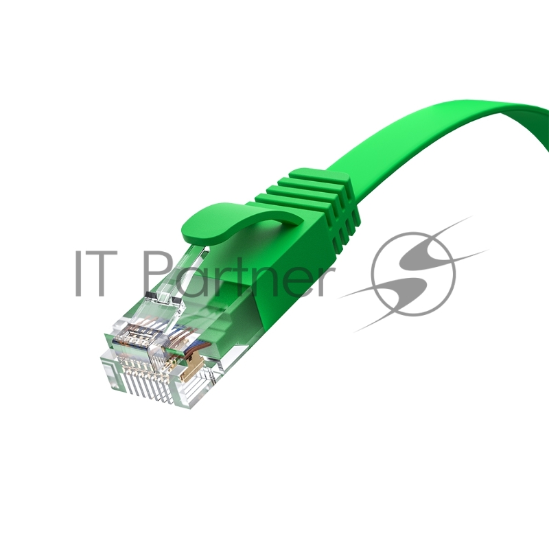 Патч-корд GCR PROF плоский прямой 20.0m, UTP медь кат.6, зеленый, 30 AWG, ethernet high speed 10 Гбит/с, RJ45, T568B, GCR-52841
