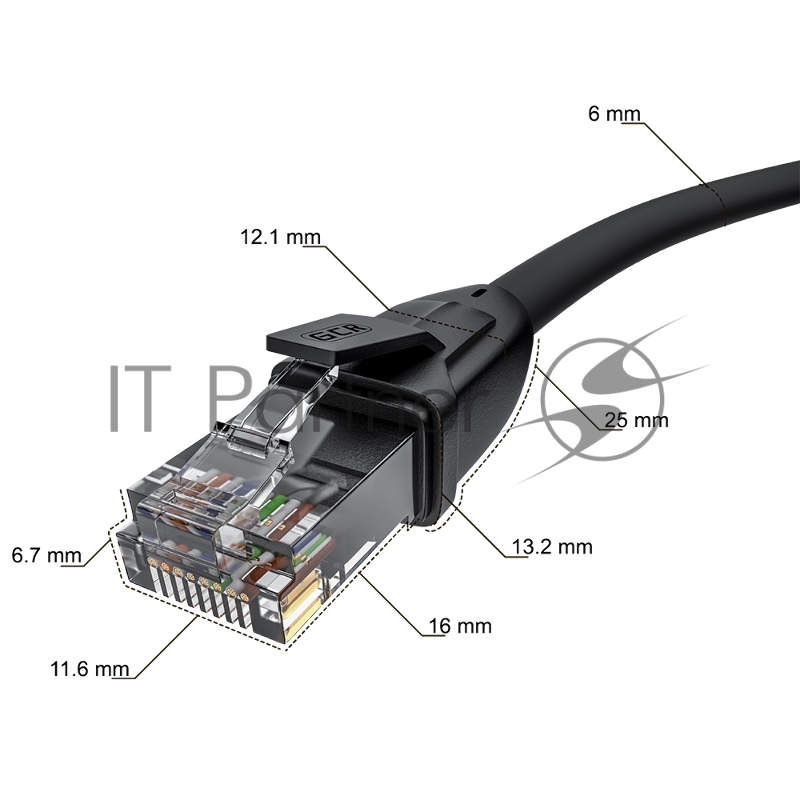 Патч-корд GCR прямой 3.0m UTP кат.6, черный, 24 AWG, ethernet high speed, RJ45, T568B, GCR-52530