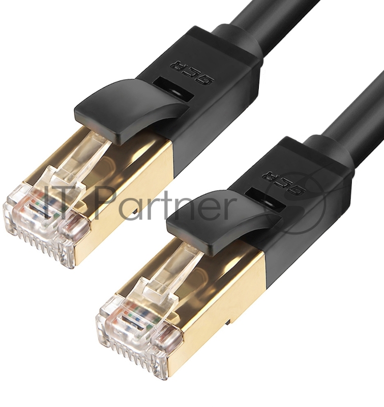Патч-корд Greenconnect PROF категории 7 ethernet 0.15m F/FTP, RJ45, CU, 28 AWG, литой, прямой , черный, экранированные коннекторы