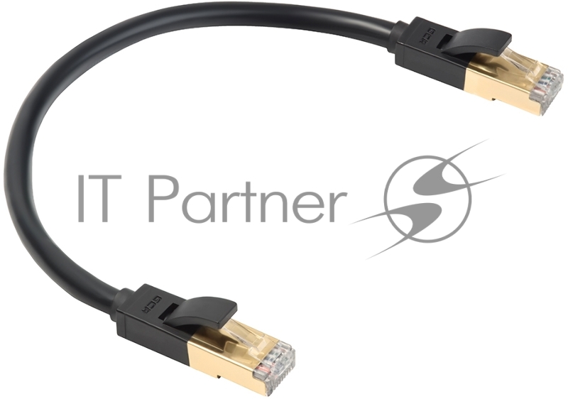 Патч-корд Greenconnect PROF категории 7 ethernet 0.15m F/FTP, RJ45, CU, 28 AWG, литой, прямой , черный, экранированные коннекторы