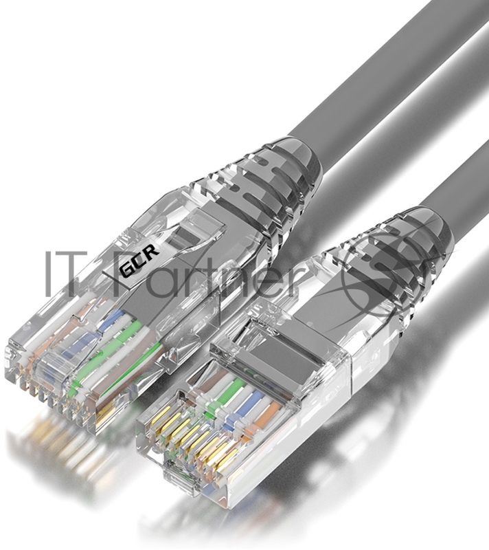 Патч-корд GCR сборный 2.0m LSZH UTP кат.5e, серый, коннектор прозрачный+ABS колпачок, 24 AWG, ethernet high speed 1 Гбит/с, RJ45, T568B, GCR-52675