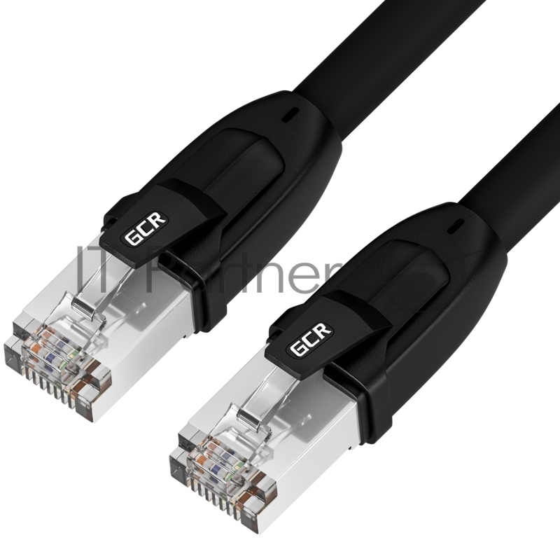 Патч-корд GCR PROF кат.8 ethernet 15.0m F/FTP, RJ45, CU, 26 AWG, литой, прямой, черный, экранированные коннекторы, GCR-52352