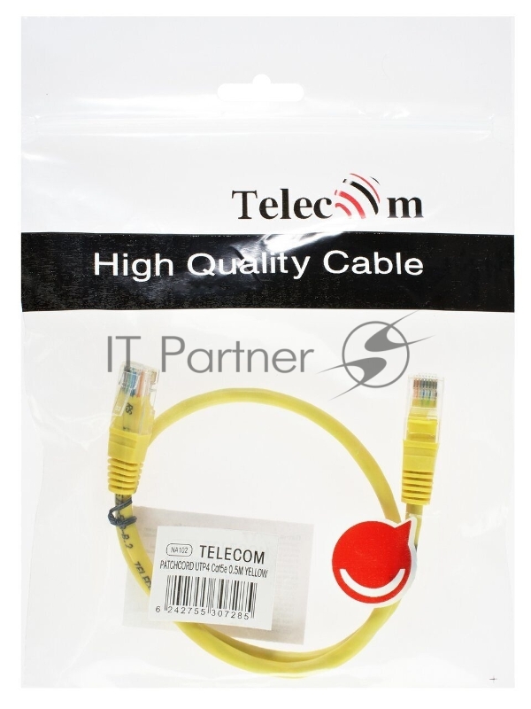 Патч-корд литой Telecom UTP кат.5е 0.5м желтый