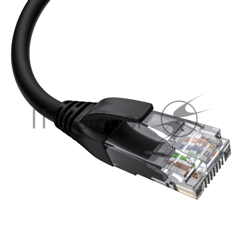 Патч-корд GCR прямой 0.5m UTP кат.5e, черный, левый угол, литой, ethernet high speed, RJ45, T568B, GCR-53149