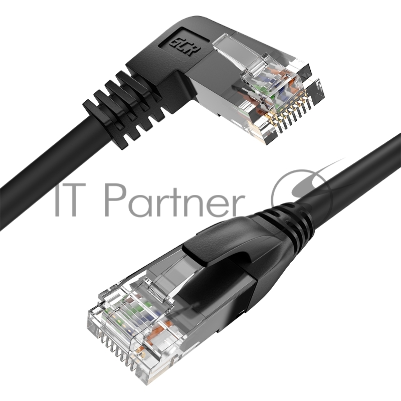 Патч-корд GCR прямой 2.0m UTP кат.5e, черный, правый угол, литой, ethernet high speed, RJ45, T568B, GCR-53145