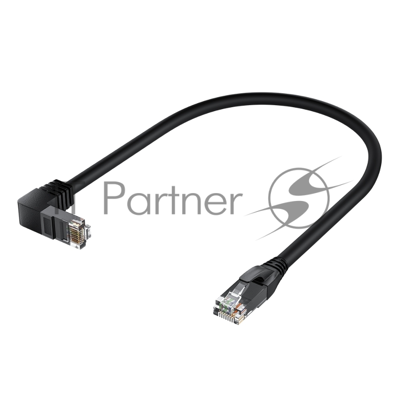 Патч-корд GCR прямой 0.5m UTP кат.5e, черный, верхний угол, литой, ethernet high speed, RJ45, T568B, GCR-53198