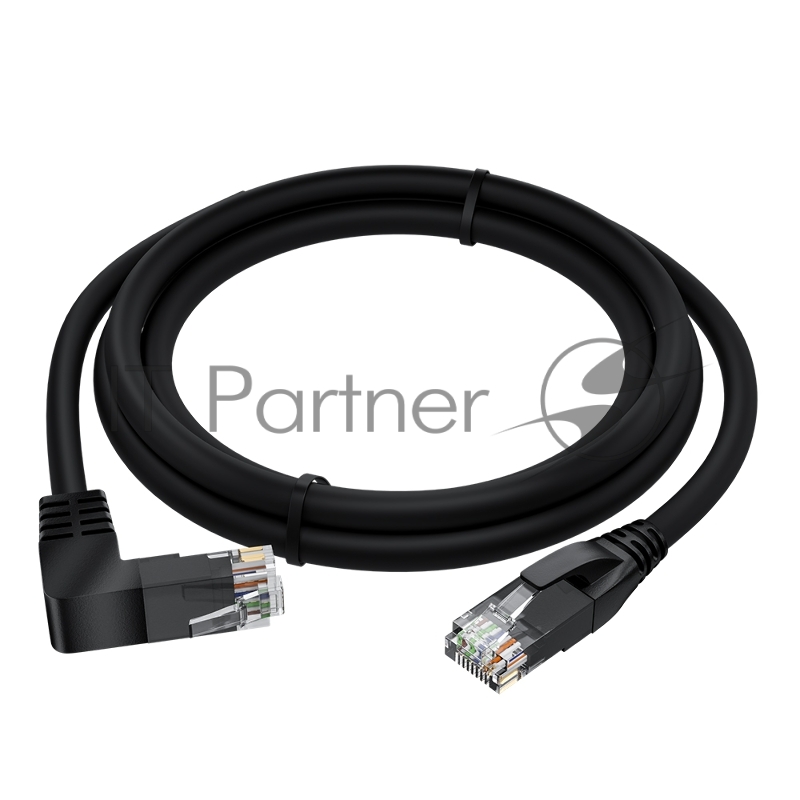 Патч-корд GCR прямой 3.0m UTP кат.5e, черный, нижний угол, литой, ethernet high speed, RJ45, T568B, GCR-53197