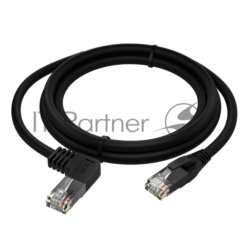 Патч-корд GCR прямой 3.0m UTP кат.5e, черный, правый угол, литой, ethernet high speed, RJ45, T568B, GCR-53146