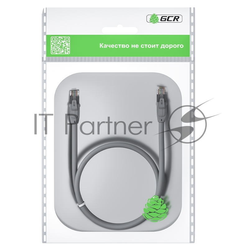 Патч-корд GCR прямой 1.5m UTP кат.6, серый, 24 AWG, ethernet high speed, RJ45, T568B, GCR-52418