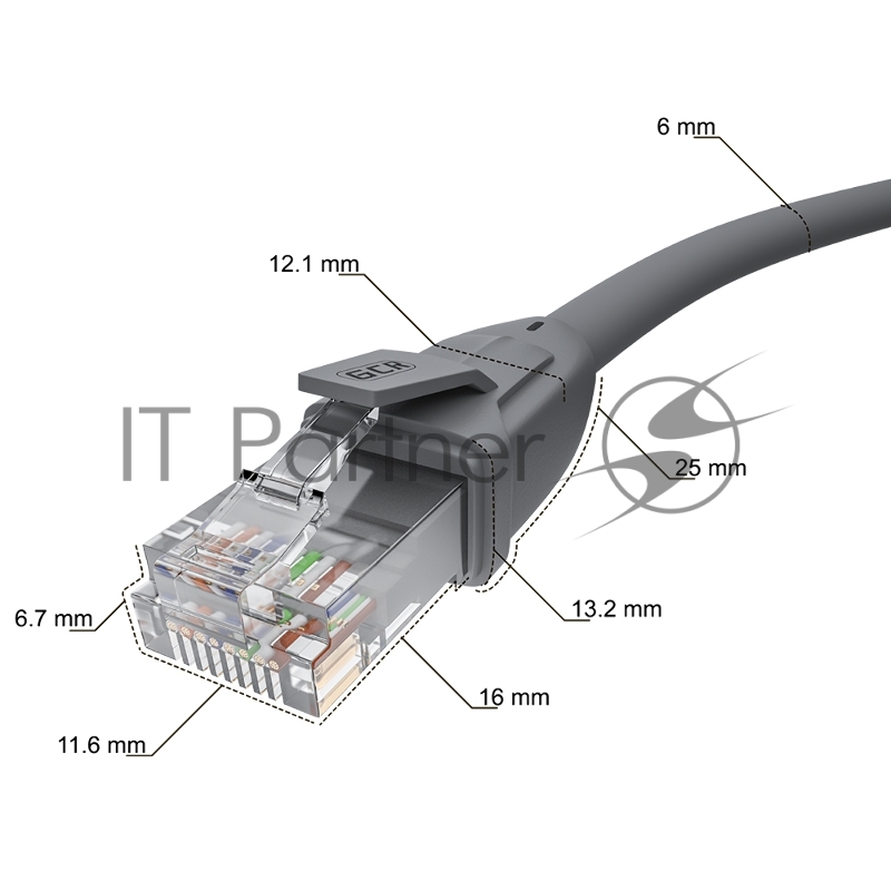 Патч-корд GCR прямой 1.5m UTP кат.6, серый, 24 AWG, ethernet high speed, RJ45, T568B, GCR-52418