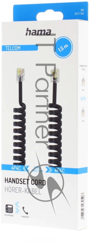 Кабель Hama H-201150 00201150 RJ-10 (f) RJ-10 (f) 1.5м черный (упак.:1шт)
